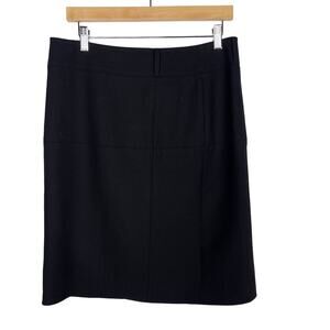 Tory Burch Size 8 Black Wool Stretch Pencil Skirt Seamed Detail Straight Fit